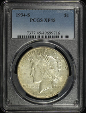 Obverse of this 1934-S Peace Dollar PCGS XF-45