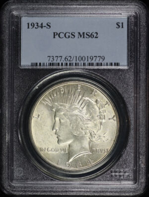 Obverse of this 1934-S Peace Dollar PCGS MS-62