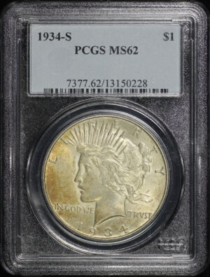 Obverse of this 1934-S Peace Dollar PCGS MS-62