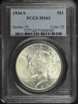 Obverse of this 1934-S Peace Dollar PCGS MS-63