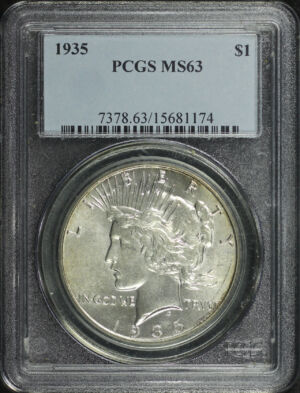 Obverse of this 1935 Peace Dollar PCGS MS-63