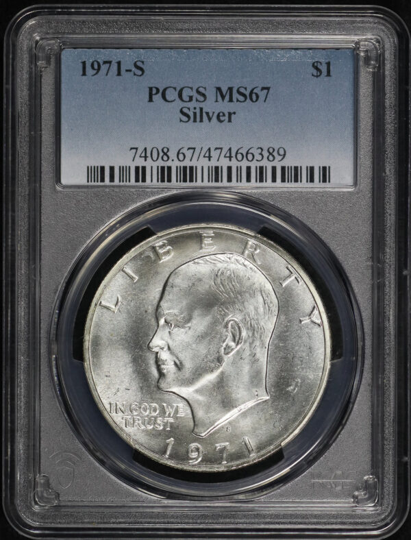 Obverse of this 1971-S Ike Dollar Silver PCGS MS-67