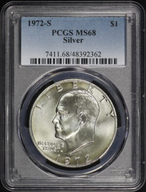 Obverse of this 1972-S Ike Dollar Silver PCGS MS-68