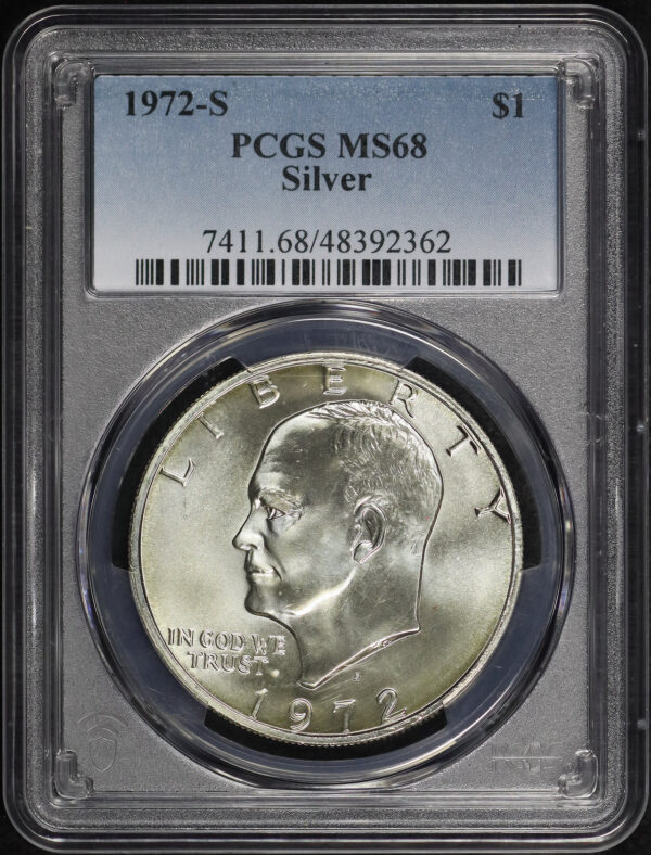 Obverse of this 1972-S Ike Dollar Silver PCGS MS-68