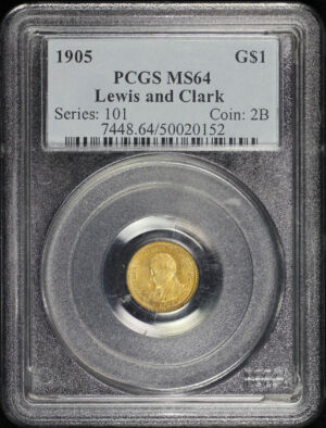 Obverse of this 1905 G$1 Lewis and Clark Gold Commemorative PCGS MS-64