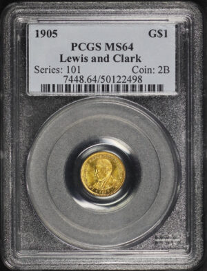 Obverse of this 1905 G$1 Lewis and Clark Gold Commemorative PCGS MS-64
