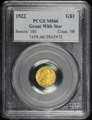 Obverse of this 1922 G$1 Grant With Star Gold Commemorative PCGS MS-66