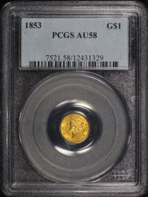 Obverse of this 1853 Gold Dollar Type 1 PCGS AU-58