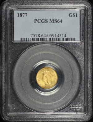 Obverse of this 1877 Gold Dollar Type 3 PCGS MS-64