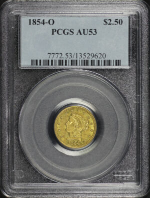 Obverse of this 1854-O Liberty Head $2.5 PCGS AU-53
