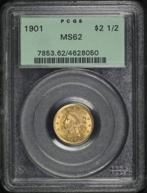 Obverse of this 1901 Liberty Head $2.5 PCGS MS-62 Old Green Holder