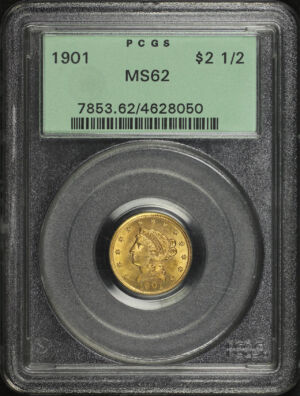 Obverse of this 1901 Liberty Head $2.5 PCGS MS-62 Old Green Holder