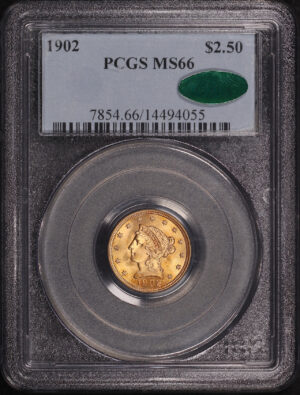 Obverse of this 1902 Liberty Head $2.5 PCGS MS-66 CAC