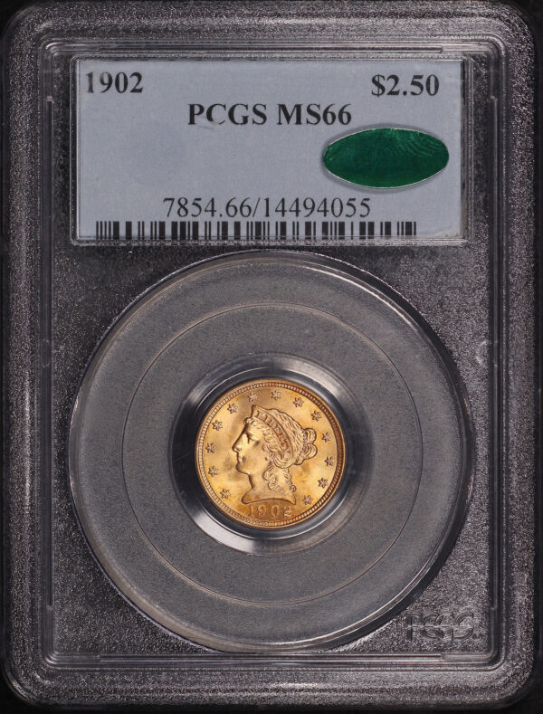 Obverse of this 1902 Liberty Head $2.5 PCGS MS-66 CAC