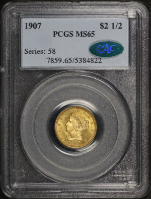 Obverse of this 1907 Liberty Head $2.5 PCGS MS-65 CAC