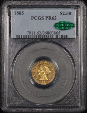 Obverse of this 1885 Liberty Head $2.5 PCGS PR-62 CAC