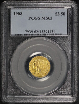 Obverse of this 1908 Indian $2.5 PCGS MS-62