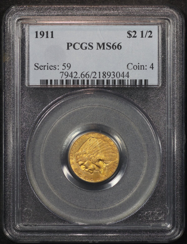 Obverse of this 1911 Indian $2.5 PCGS MS-66