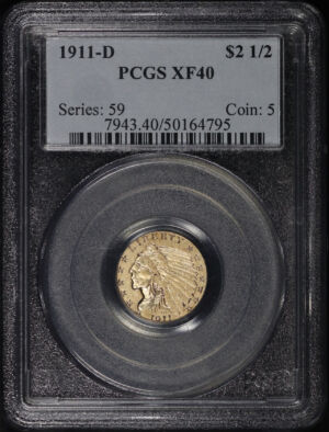 Obverse of this 1911-D Indian $2.5 PCGS XF-40
