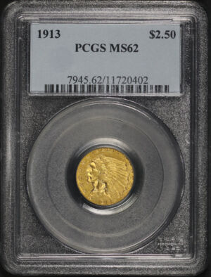 Obverse of this 1913 Indian $2.5 PCGS MS-62