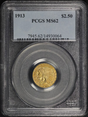 Obverse of this 1913 Indian $2.5 PCGS MS-62