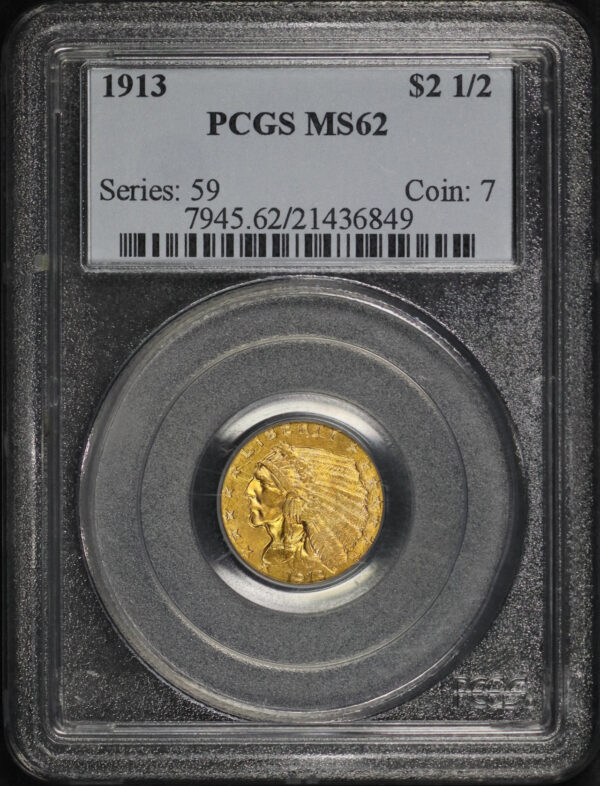 Obverse of this 1913 Indian $2.5 PCGS MS-62