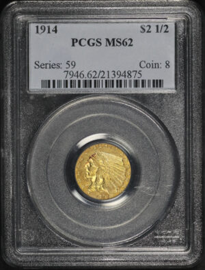 Obverse of this 1914 Indian $2.5 PCGS MS-62