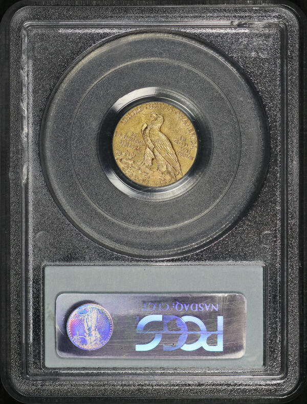 Reverse of this 1914-D Indian $2.5 PCGS MS-62