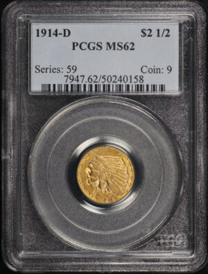 Obverse of this 1914-D Indian $2.5 PCGS MS-62