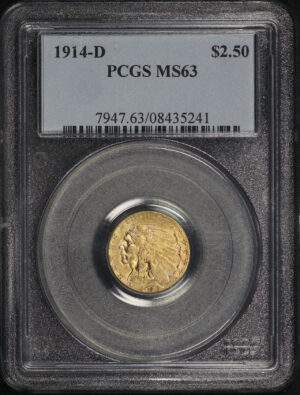 Obverse of this 1914-D Indian $2.5 PCGS MS-63