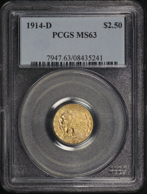 Obverse of this 1914-D Indian $2.5 PCGS MS-63