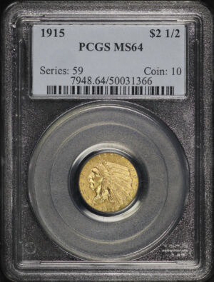 Obverse of this 1915 Indian $2.5 PCGS MS-64