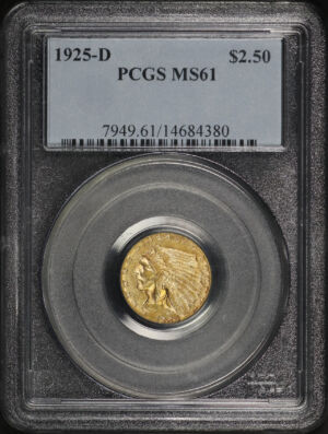 Obverse of this 1925-D Indian $2.5 PCGS MS-61