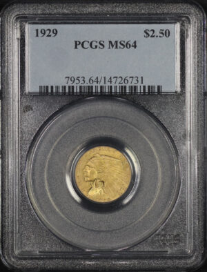 Obverse of this 1929 Indian $2.5 PCGS MS-64