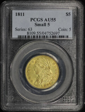 Obverse of this 1811 Capped Bust $5 Small 5 PCGS AU-55