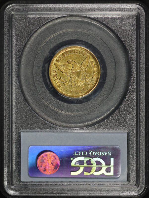 Reverse of this 1852-D Liberty Head $5 PCGS XF-45