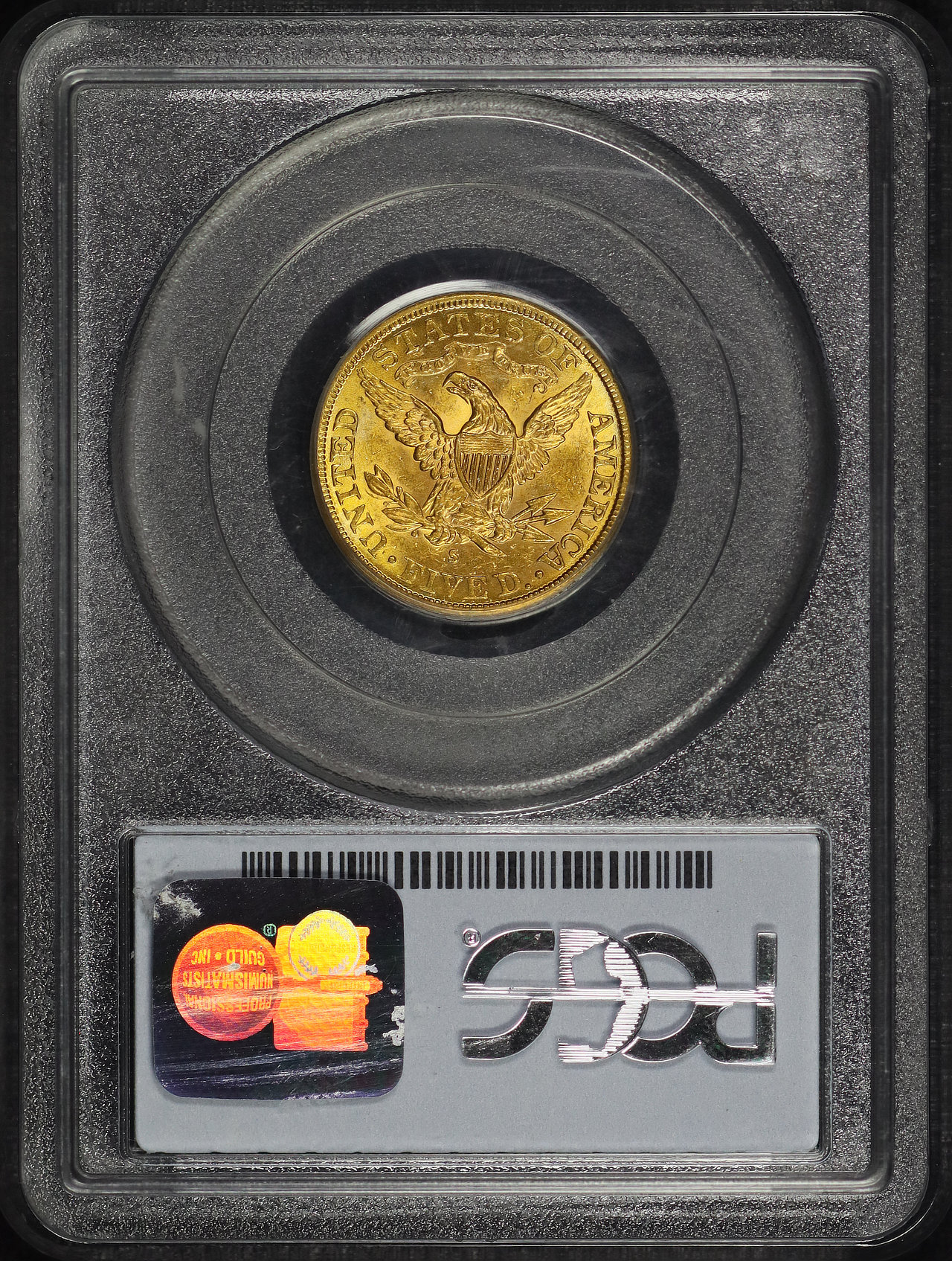 Reverse of this 1886-S Liberty Head $5 PCGS AU-58