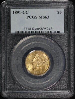 Obverse of this 1891-CC Liberty Head $5 PCGS MS-63