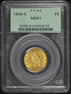 Obverse of this 1899-S Liberty Head $5 PCGS MS-61 Old Green Holder
