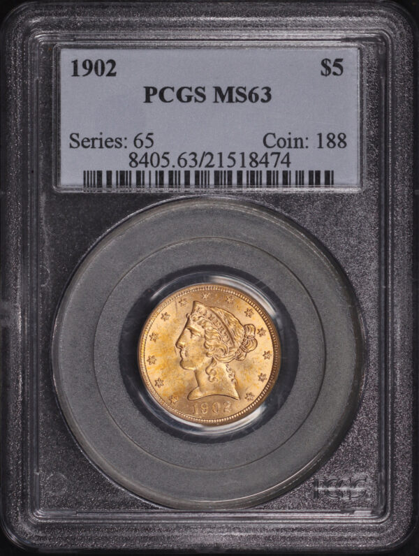 Obverse of this 1902 Liberty Head $5 PCGS MS-63