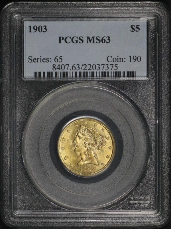 Obverse of this 1903 Liberty Head $5 PCGS MS-63