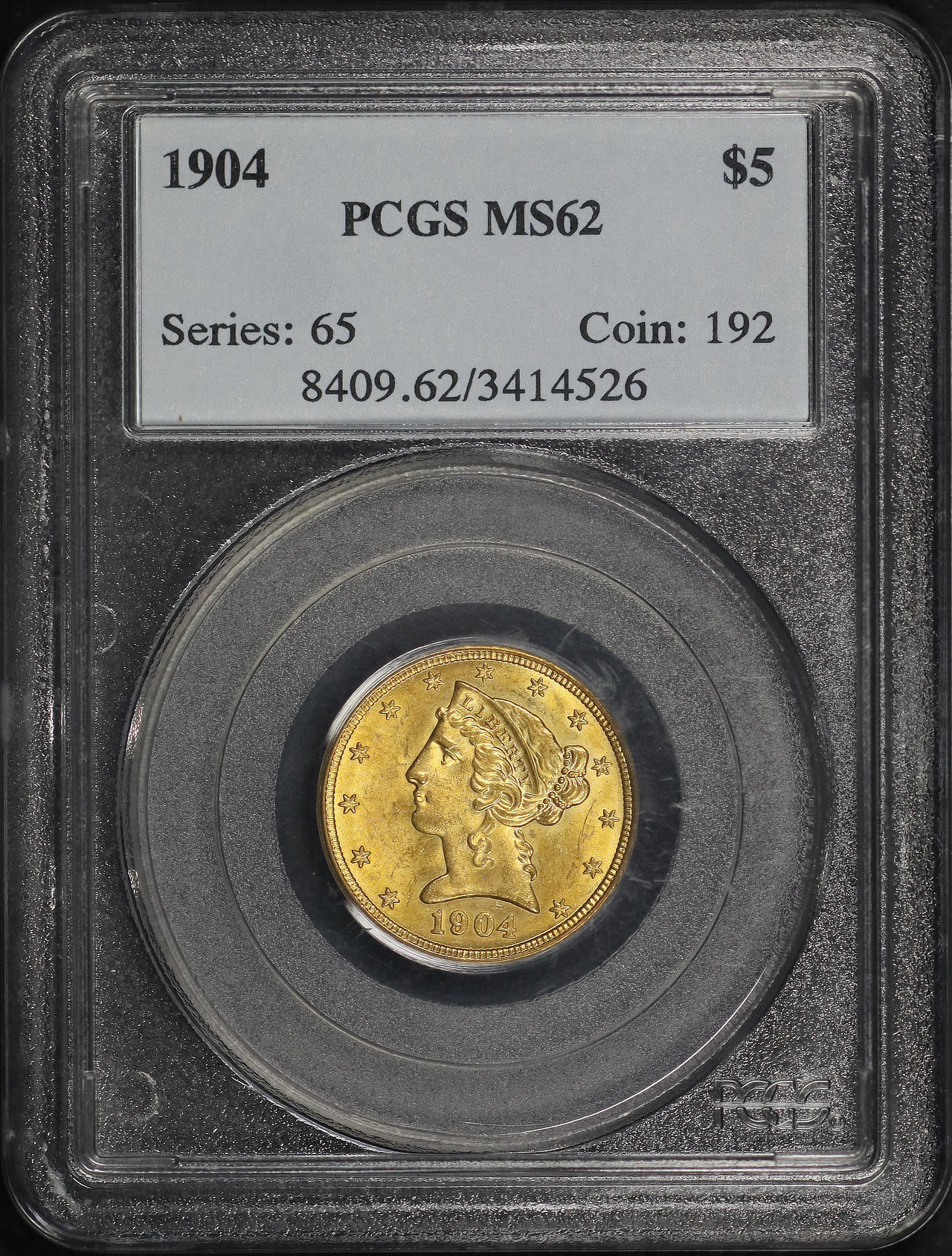Obverse of this 1904 Liberty Head $5 PCGS MS-62
