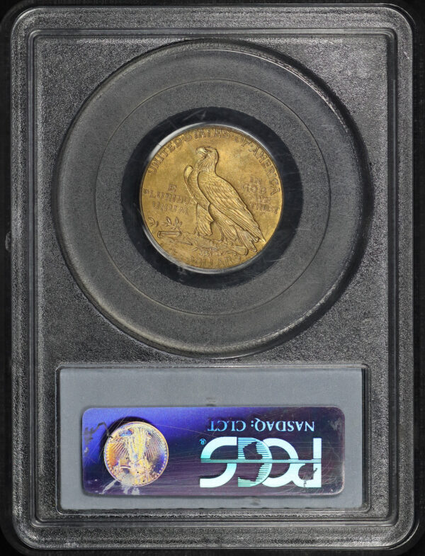 Reverse of this 1908-D Indian $5 PCGS MS-64