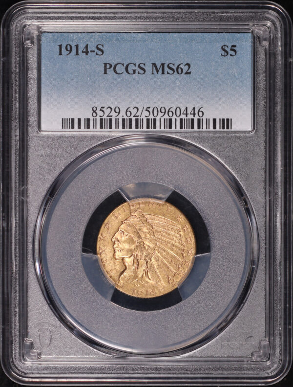Obverse of this 1914-S Indian $5 PCGS MS-62