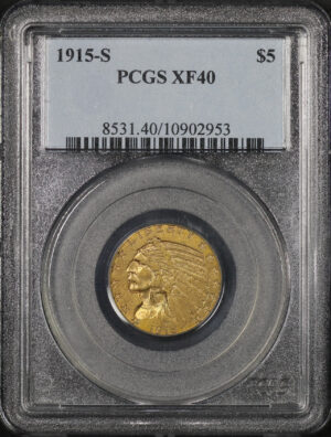 Obverse of this 1915-S Indian $5 PCGS XF-40