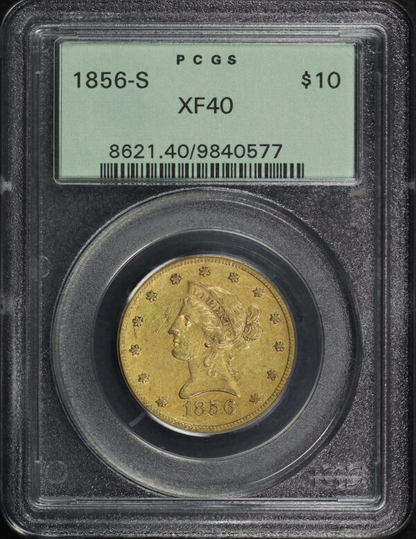Obverse of this 1856-S Liberty Head $10 PCGS XF-40