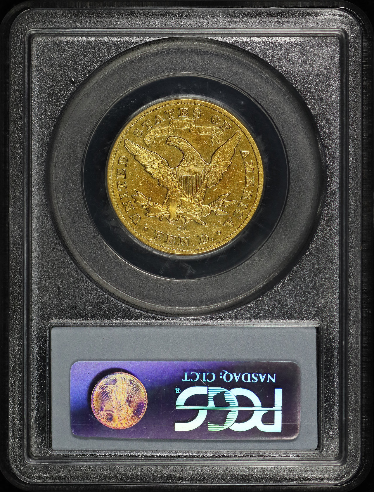 Reverse of this 1873-CC Liberty Head $10 PCGS XF-45