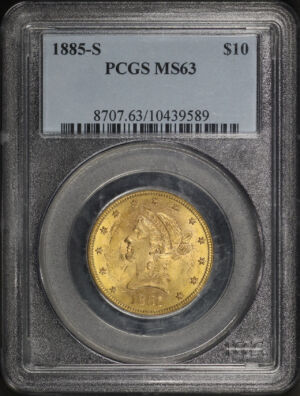 Obverse of this 1885-S Liberty Head $10 PCGS MS-63