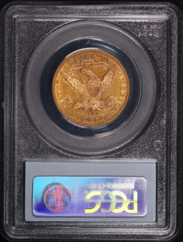 Reverse of this 1891-CC Liberty Head $10 PCGS AU-50