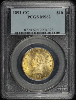 Obverse of this 1891-CC Liberty Head $10 PCGS MS-62